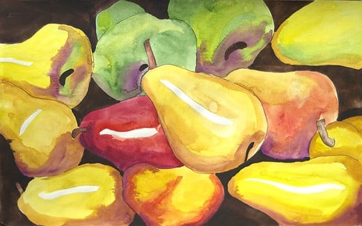 My watercolor of pears.