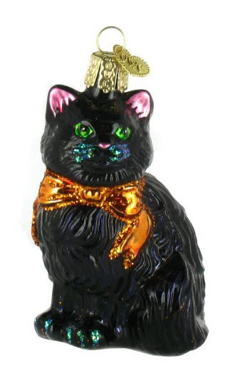 Black Kitty Halloween Glass Ornament by Old World Christmas