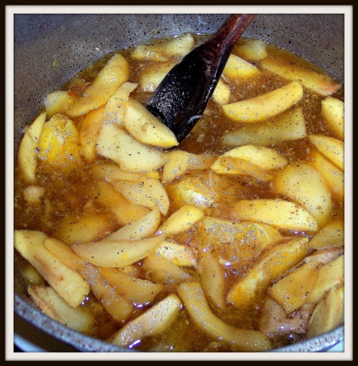 After removing the wings, add the fruit to the solution.