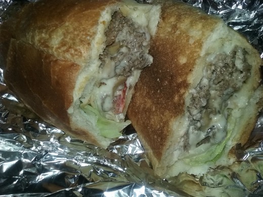 North Carolina, USA Restaurants : Philly cheesesteak sandwich from Jamestown Oven and Grill