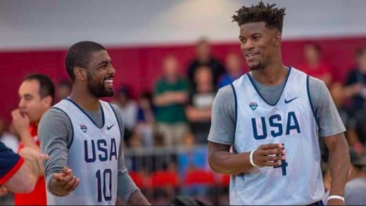 Jimmy Butler with fellow NBA 2019 free agent and friend, Kyrie Irving