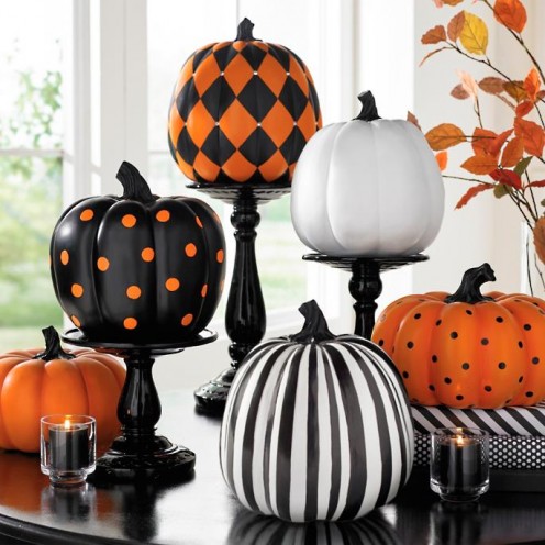 If you're not a crafty crafter, purchase a few designer pumpkins for a grand table display.