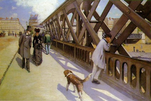 "ON THE EUROPE BRIDGE" BY CAILLEBOTTE (1876) IS IN THE KIMBELL ART MUSEUM IN FORT WORTH, TEXAS