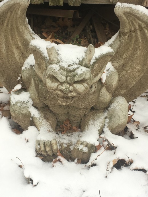 This gargoyle is a good representation of how I feel about winter on the farm!