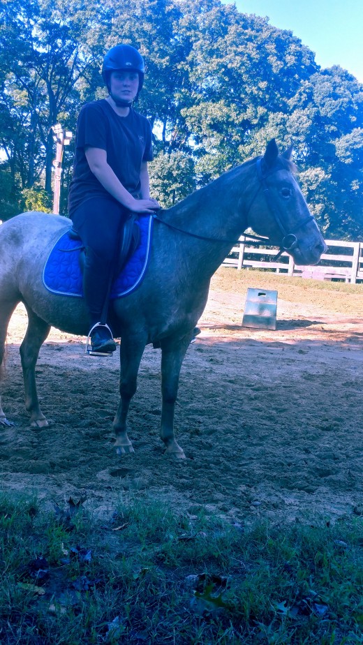 My student was in for a big surprise going from her 15 something hand quarter horse to little miss Tammy.