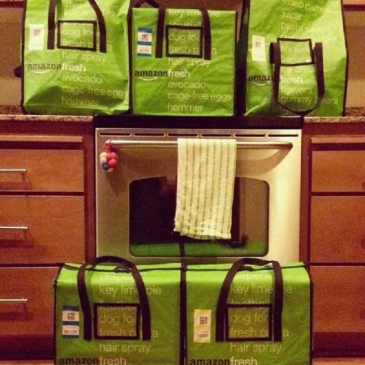 Fresh food ordered online is delivered in insulated cool totes like these.