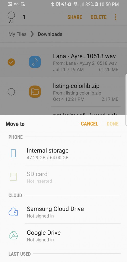 Track down your mp3 in your files and press and hold to get the option to "Move" file, select "Internal Storage".
