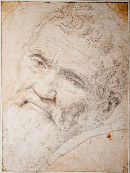 Michelangelo, full name Michelangelo di Lodovico Buonarroti Simoni, was a wonderful artist and sculptor. In this image it is only just possible to see the injury to his nose inflicted by the jealous Torregiano.