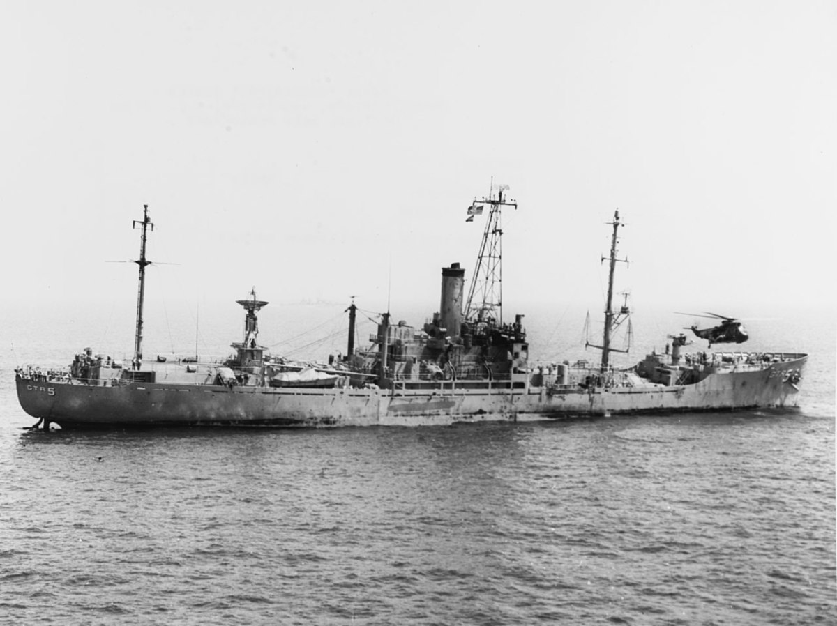 The USS Liberty after the attack.