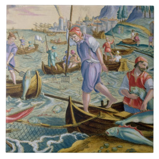 A contemporary Mannerist painting of fishermen working on the Arno with tridents and nets. Georgio, who marries Angelica, is a fisherman on the Arno. Her everyday life is explored through this relationship.