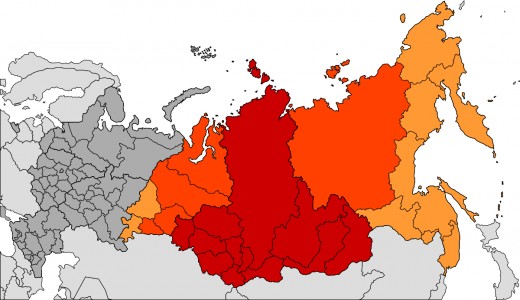 The vast extent of Siberia.