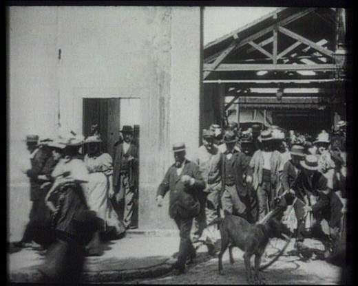 The oldest surviving theater film. "The Exit from the Lumber Factory in Lyon"