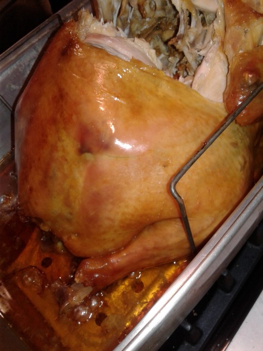My "upside-down" turkey (the backbone is up) has "literally" fallen apart before my eyes