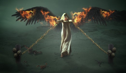 Restrained and burning angel