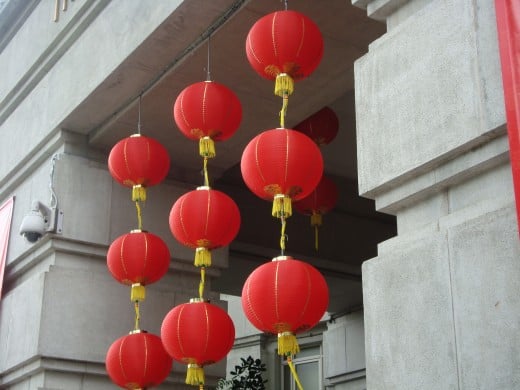 Chinese Lanterns displayed at Fullerton Hotel, Singapore