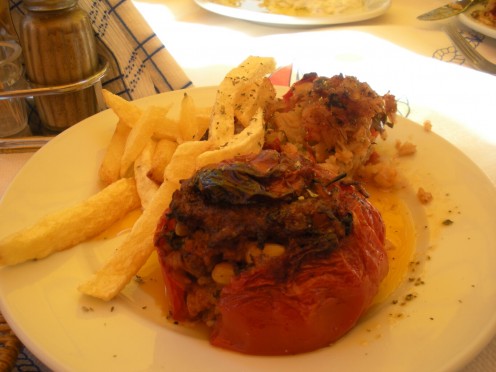 A type of stuffed tomato dish, yummy!!