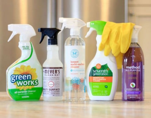 Natural bathroom cleaning products are widely available.