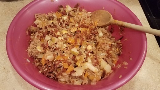 so I tossed the steamed and chopped butternut squash and diced pears in last and tossed the mixture. Yum!