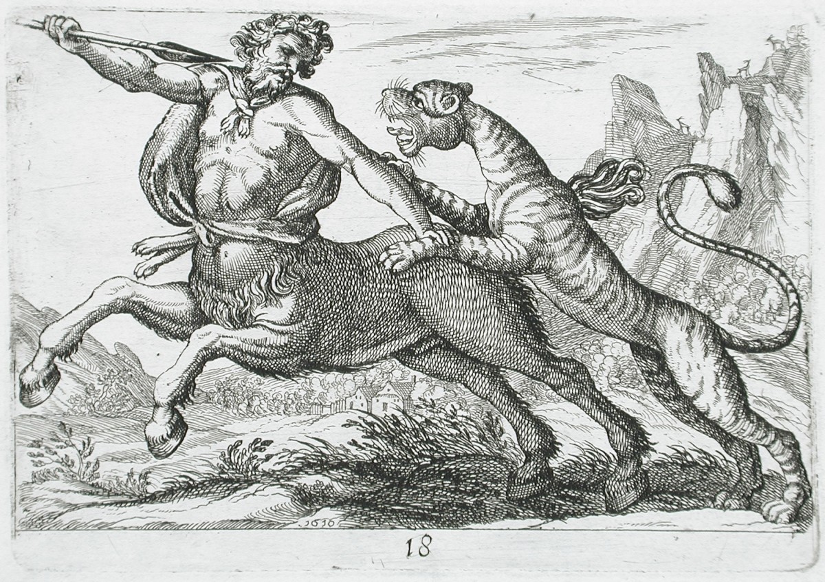 Кентавр сражается со львом