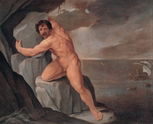 Polyphemus Throwing Rocks at Odysseus's Ship