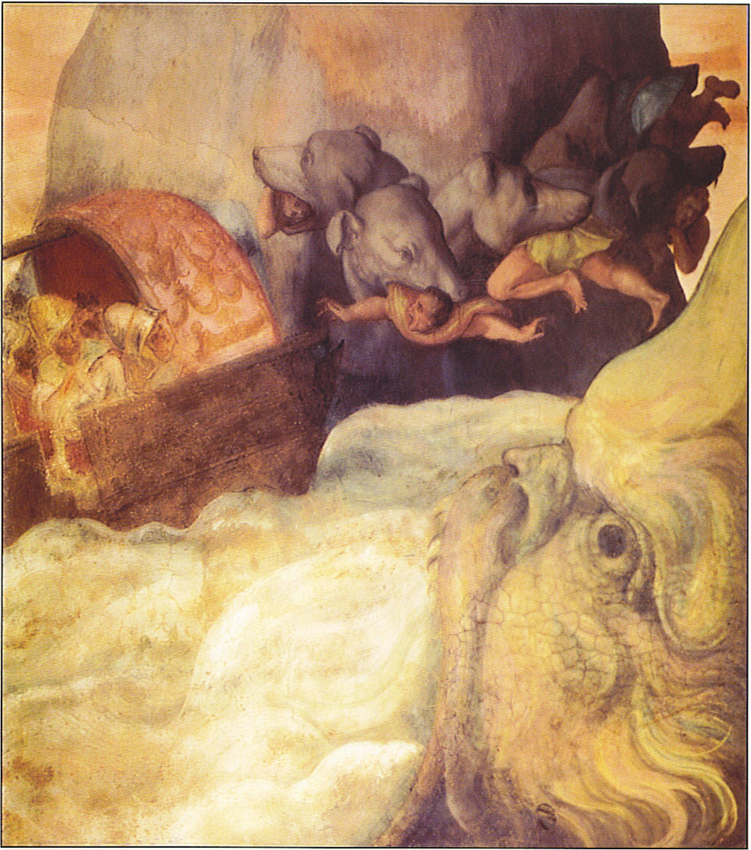 Итальянская фреска лодки Одиссея, проходящей между
Сцилла и Харибда (около 1575 г.) 