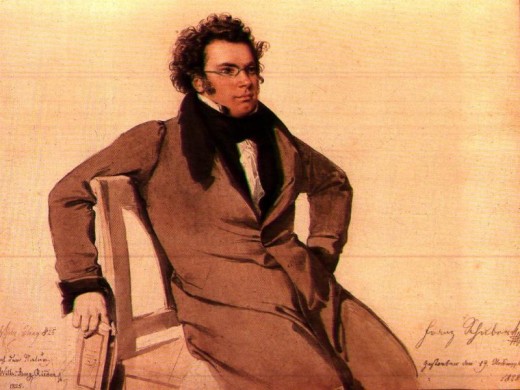 Watercolour painting of Schubert by W A Rieder, 1825.