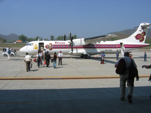 Our Thai Airway plane on the tarmac at Mae Hong Sorn.