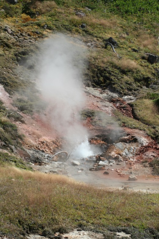 Steam geyser at the Artists Paint Pots