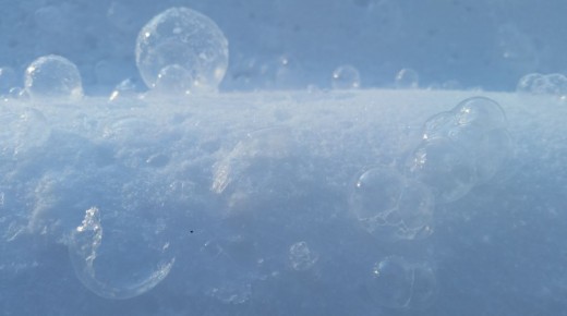 Multiple bubbles that didn't pop and froze solid