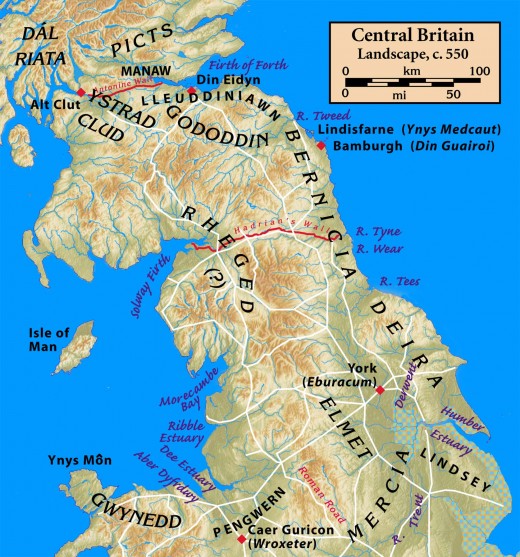 The peoples of Central Britain - English midlands-southern Scotland, central-north Wales