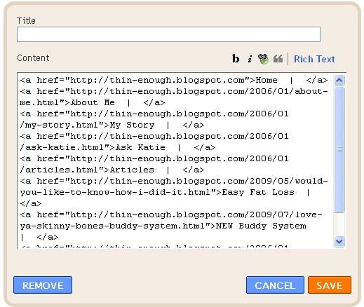 HTML code for horizontal navigation in Blogger