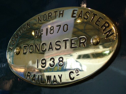 Builder's plate on LNER 4468 Mallard at the National Railway Museum, York