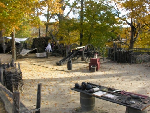 The Revolutionary War encampment at the Revolutionary War Museum at Yorktown.
