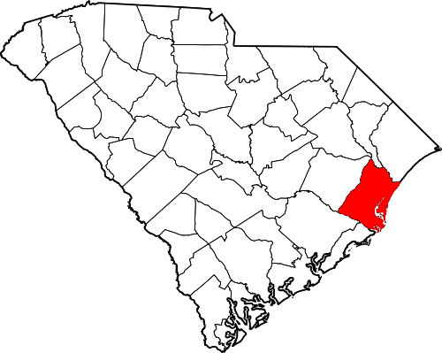 Map location of Georgetown County — in South Carolina. 