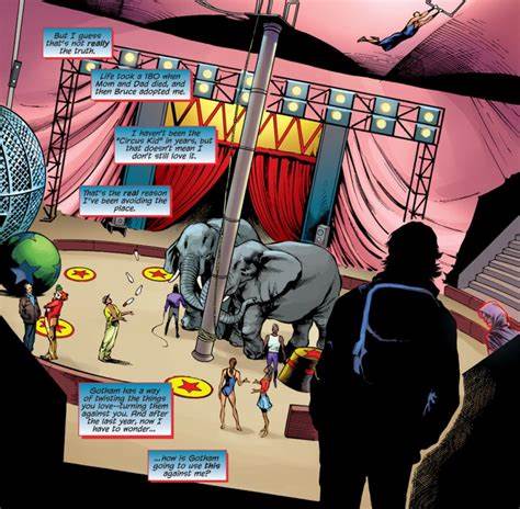 Dick Grayson returning to Haly's Circus for the first time since his parents' death.