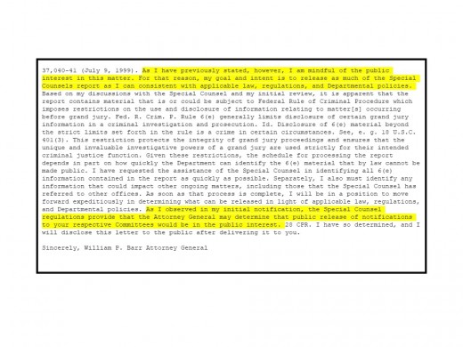 The Barr Report, pg. 4. The Yellow highlight is references from Barr.
