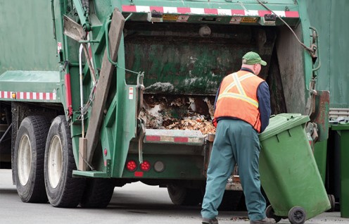 Garbage personnel do tasks from the time they start to quitting time.