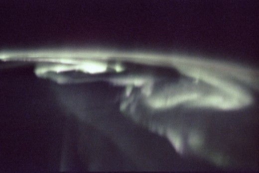 This photograph of aurora borealis, northern aurora, was taken during the Spacelab-J (SL-J) mission (STS-47). 