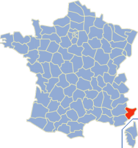 Map location of Alpes-Maritimes department, France 