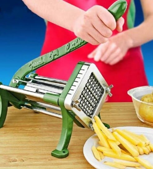 Using this machine fries are cut in perfect shape and size!