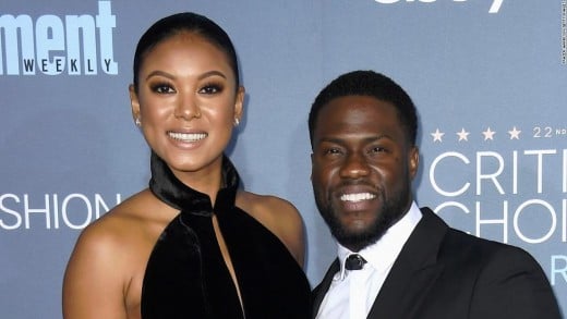 Kevin Hart with wife Eniko 