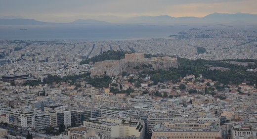 Athens from Lycabettus Hill, the highest point in Athens.