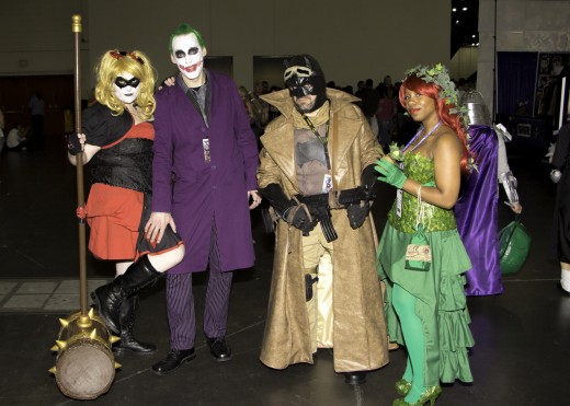 My wife, myself, and our friends as Harley Quinn, The Joker, Knightmare Batman, and Poison Ivy. 