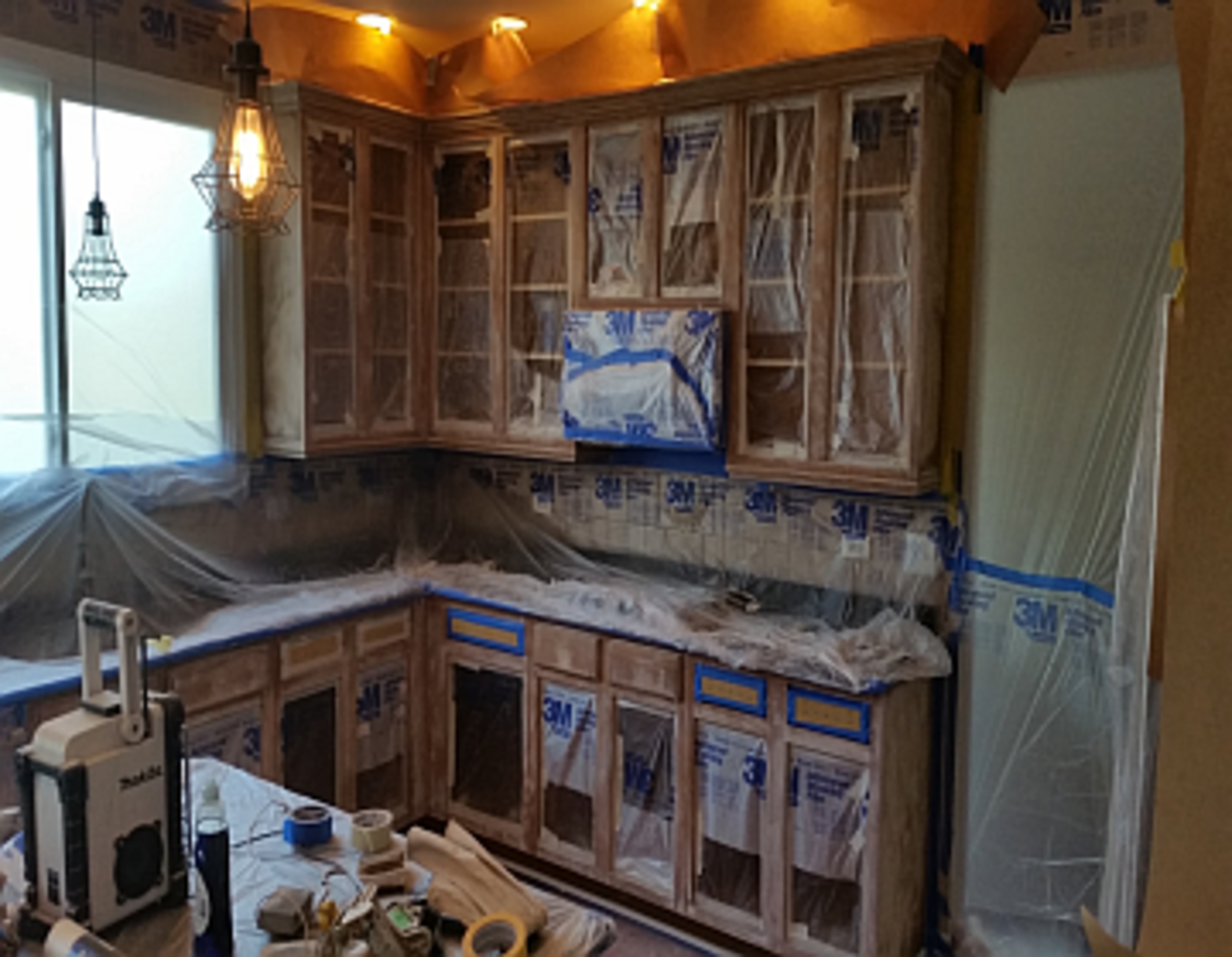 How To Mask Wall Cabinets For Spray Painting Dengarden