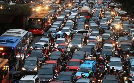 Traffic jam in Vietnam