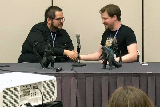The end of the Matt Frank Yells About Godzilla panel at Comicpalooza 2019.