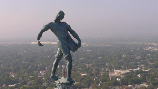 "The Sower" atop the Nebraska State Capitol, symbolic of the Cornhusker state and heartland America