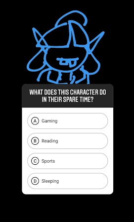 Quiz: Originally meant to let the audience learn more about the host of the account. Can be used for testing as a form of closed question. Similar to the A/B Poll but has two more options to choose from.