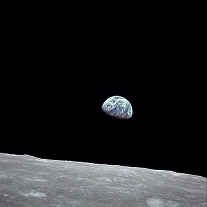 Taken from Apollo 8 spacecraft as it orbited the Moon