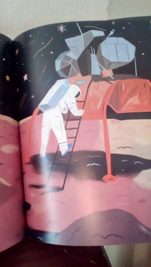 Neil Armstrong steps out onto the moon